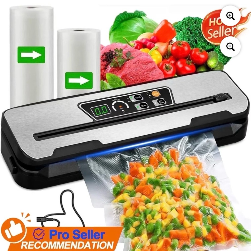 Food Vacuum Sealer Machine with 2 Rolls Food Vacuum Sealer Bags,
